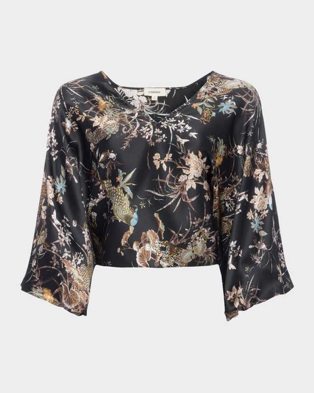 Tapestry Jungle Parma Kimono-Sleeve Blous